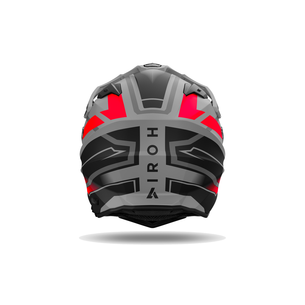 Airoh Commander 2 Mavick Grigio/Arancio Opaco CM2M32, casco adventure, visto da dietro