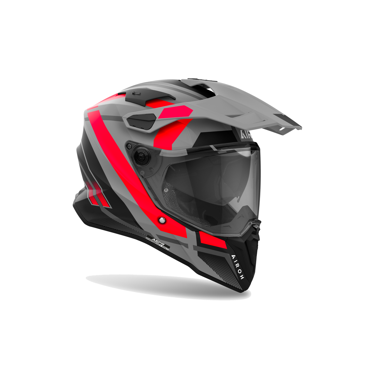 Airoh Commander 2 Mavick Grigio/Arancio Opaco CM2M32, casco adventure, vista di tre quarti dal lato destro