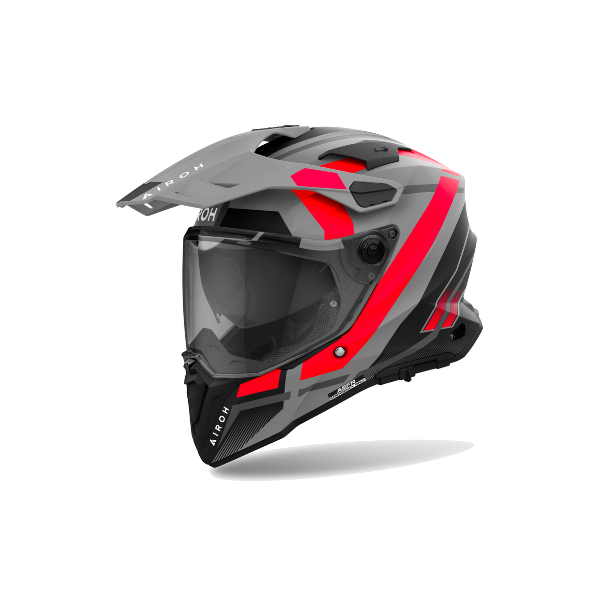 Airoh Commander 2 Mavick Grigio/Arancio Opaco CM2M32, casco adventure, vista di tre quarti dal lato sinistro
