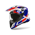 Airoh Commander 2 Polar Blu/Rosso Lucido (CM2P29), casco adventure visto di tre quarti dal lato sinistro, grafica bianca, rossa e blu, lucida