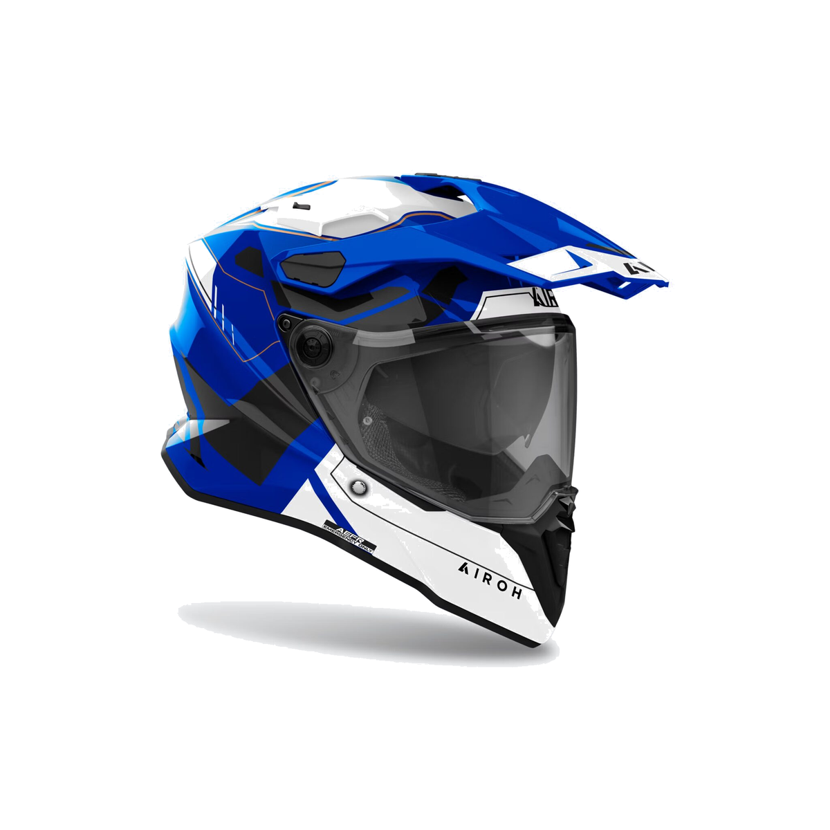 Airoh Commander 2 Reveal Blu/Bianco Lucido CM2R19, casco adventure, vista di tre quarti dal lato destro