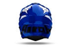 Airoh Commander 2 Reveal blu e bianco lucido casco adventure, vista posteriore, logo Airoh sulla nuca