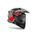 Airoh Commander 2 Reveal Grigio/Rosso Fluo Opaco CM2R55, casco adventure, vista di tre quarti dal lato destro