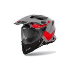 Airoh Commander 2 Reveal Grigio/Rosso Fluo Opaco CM2R55, casco adventure, vista di tre quarti dal lato sinistro
