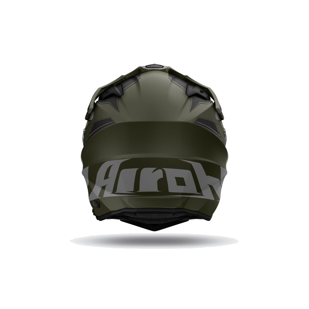 Airoh Commander 2 Reveal Verde Militare/Grigio Opaco CM2R70, casco adventure, visto da dietro
