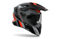 Airoh Commander 2 Skip nero e arancio opaco casco adventure, tre quarti anteriore sinistra con frontino