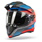 Airoh Commander Boost rosso e blu opaco – vista frontale dall'alto con visiera alzata e interni a vista
