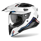 Casco adventure Airoh Commander Factor bianco lucido, tre quarti anteriore sinistro con frontino