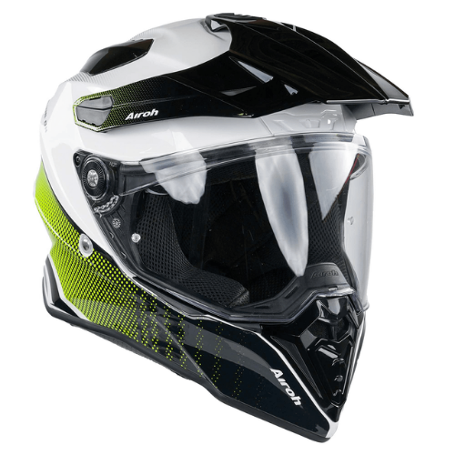 Profilo sinistro del casco Airoh Commander Progress verde lime con frontino