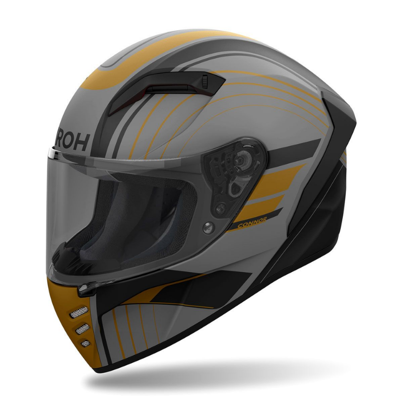 Airoh Connor Achieve Grigio/Nero/Bronzo Opaco (CNA91), casco integrale visto di tre quarti dal lato sinistro