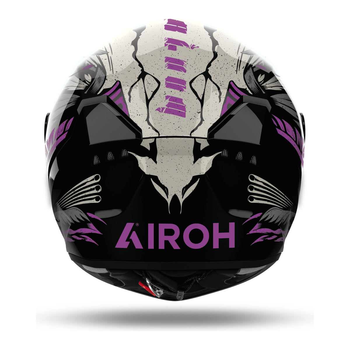 Airoh Connor Bloom Nero/Bianco/Viola Lucido (CNBL17), vista posteriore con il logo Airoh