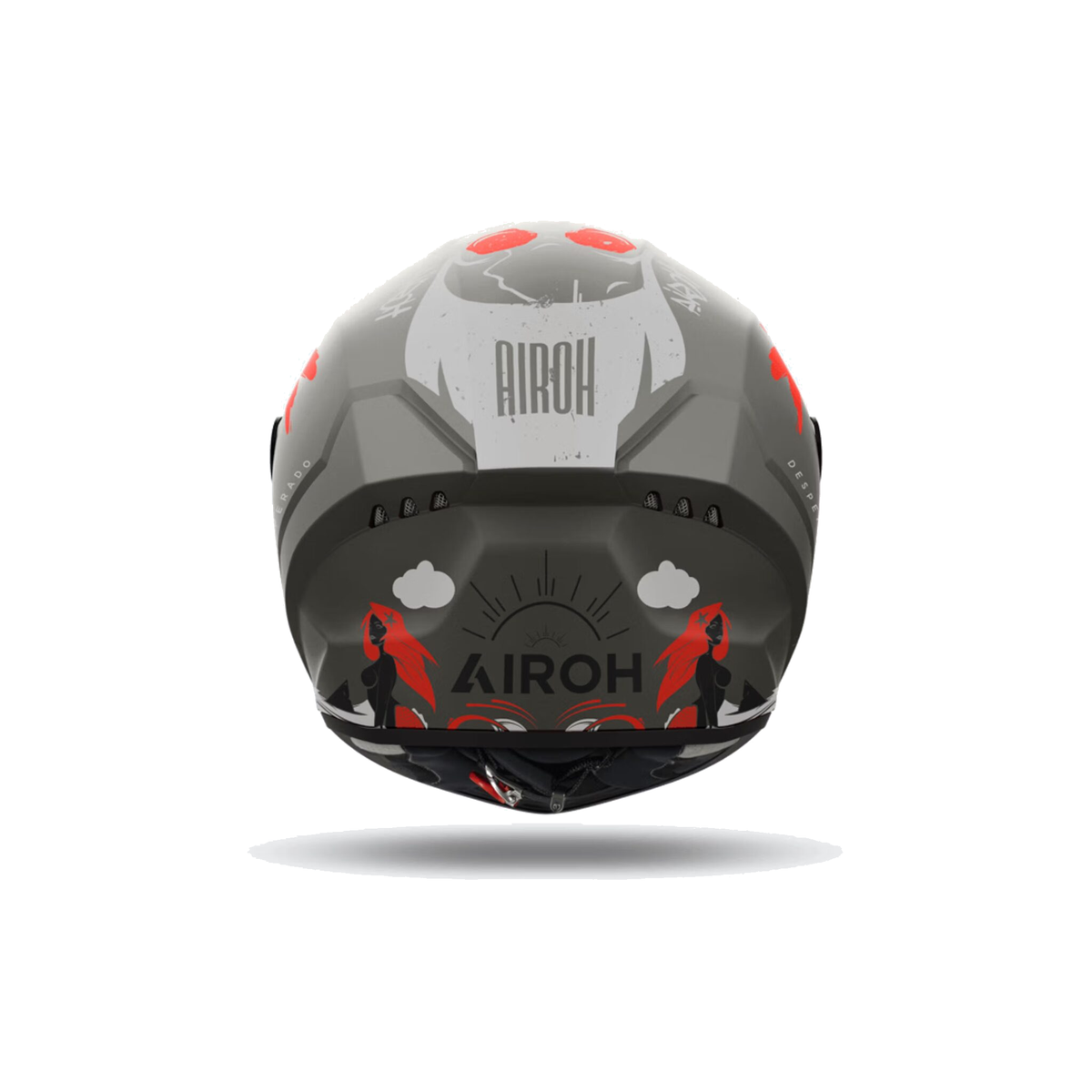 Airoh Connor Desperado Grigio/Arancio/Nero Opaco CND32 casco integrale, vista posteriore
