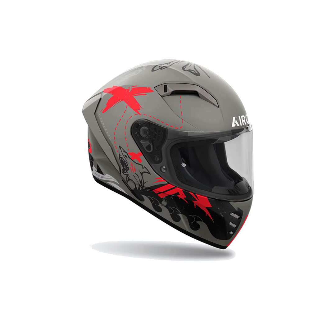 Airoh Connor Desperado Grigio/Arancio/Nero Opaco CND32 casco integrale, vista di tre quarti destra