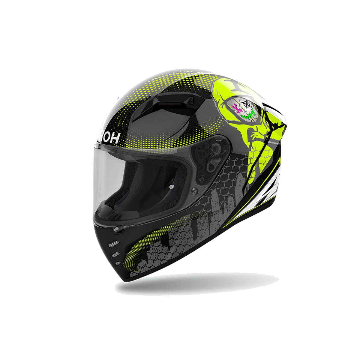 Airoh Connor Gamer Nero/Giallo Fluo Lucido CNG31 casco integrale, vista di tre quarti sinistra