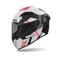 Casco integrale Airoh Connor Omega bianco, nero e rosso opaco, profilo sinistro con visiera scura