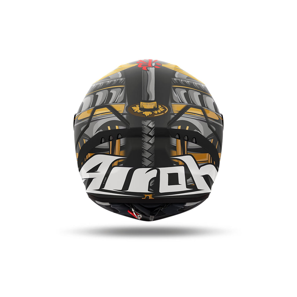 Airoh Connor Samurai Nero/Oro/Rosso Opaco (CNS17), vista posteriore con il logo Airoh