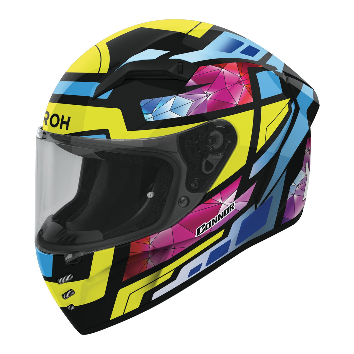 Airoh Connor Stellar Multicolore Lucido (CNS54), casco integrale in vista laterale di tre quarti