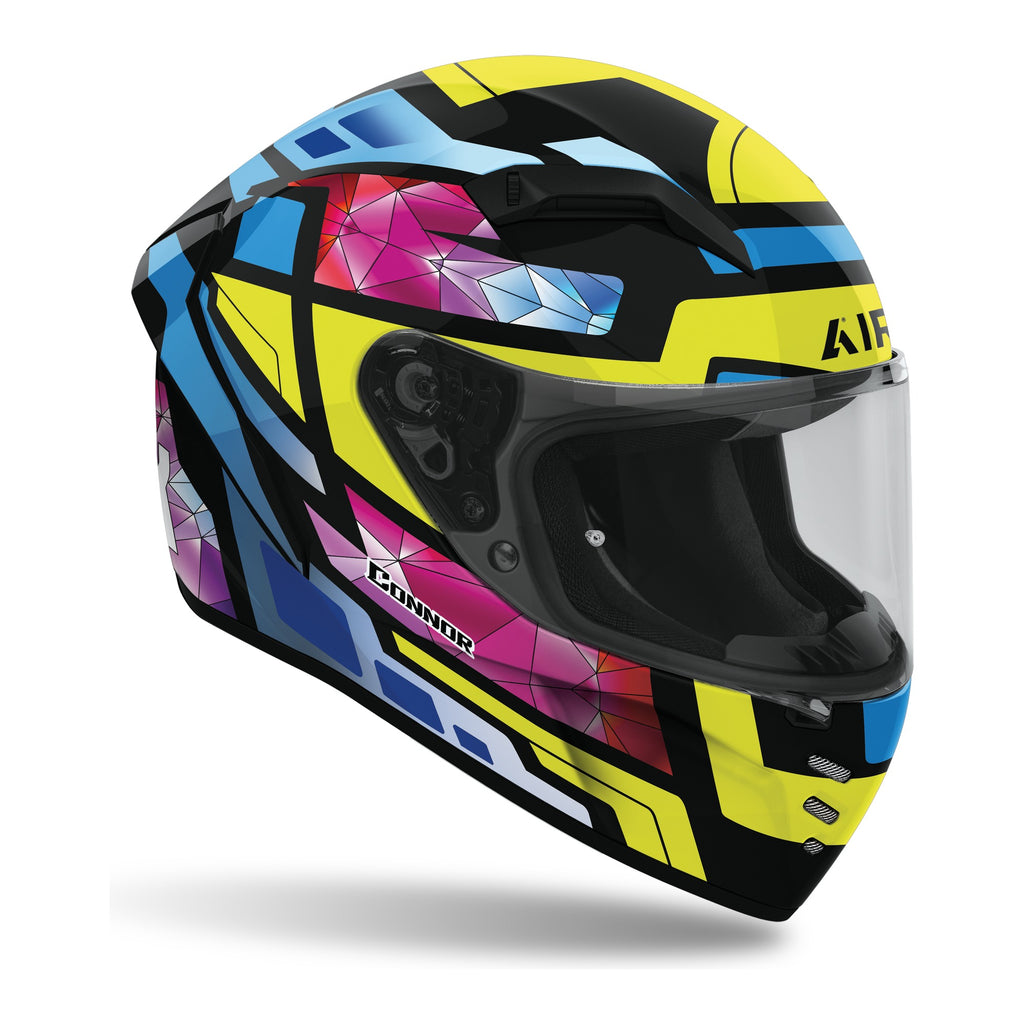 Casco integrale Airoh Connor Stellar Multicolore Lucido, vista di tre quarti dal lato opposto