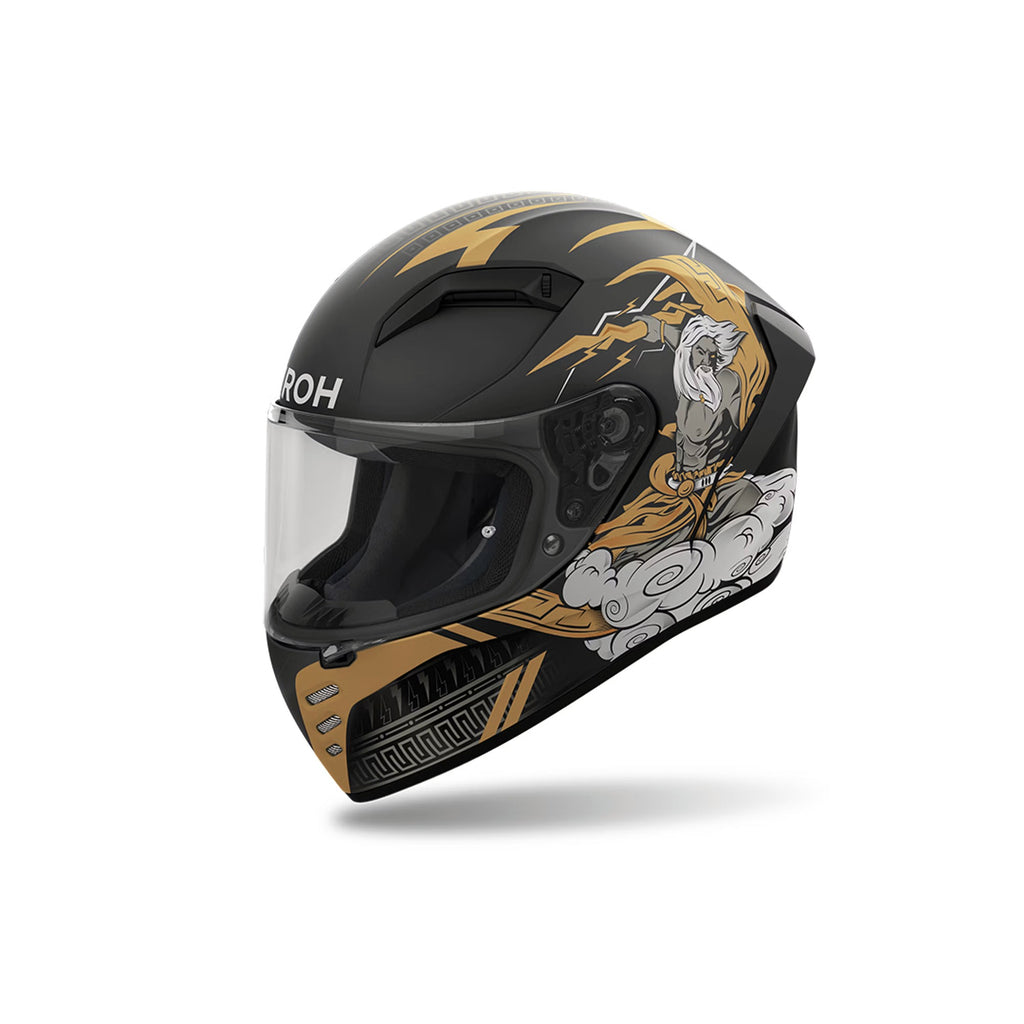 Airoh Connor Zeus Nero/Oro Opaco (CNZ35), casco integrale in vista laterale di tre quarti
