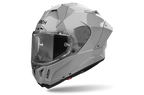 Airoh GP 800 Color Grigio Cemento Lucido (GP898), casco integrale racing visto di tre quarti dal lato sinistro, grafica grigio cemento lucida a tinta unita