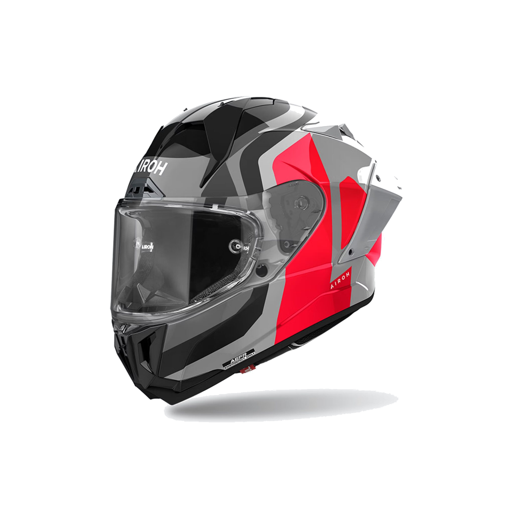 Airoh GP 800 Competition Grigio/Rosso/Nero Lucido GP8C55, casco integrale, vista di tre quarti dal lato sinistro