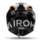 Airoh GP 800 Must Arancio Lucido visto da dietro, con la parte posteriore della calotta