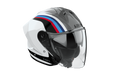 Airoh H 21 Arrow bianco lucido con strisce blu, azzurre e rosse, casco jet visto di tre quarti