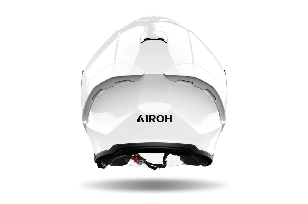 Airoh H 21 Color bianco lucido visto da dietro, con logo Airoh sulla calotta