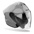 Airoh H 21 Color grigio cemento lucido, casco jet con visiera lunga, vista di tre quarti anteriore