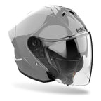 Airoh H 21 Color grigio cemento lucido, casco jet con visiera lunga, vista di tre quarti anteriore