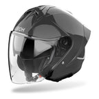 Casco jet Airoh H 21 grigio scuro lucido visto di tre quarti dal lato opposto