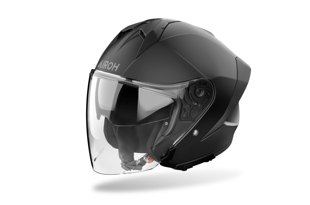 Casco jet Airoh H 21 nero opaco visto di tre quarti dal lato opposto