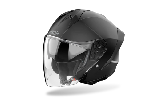 Casco jet Airoh H 21 nero opaco visto di tre quarti dal lato opposto