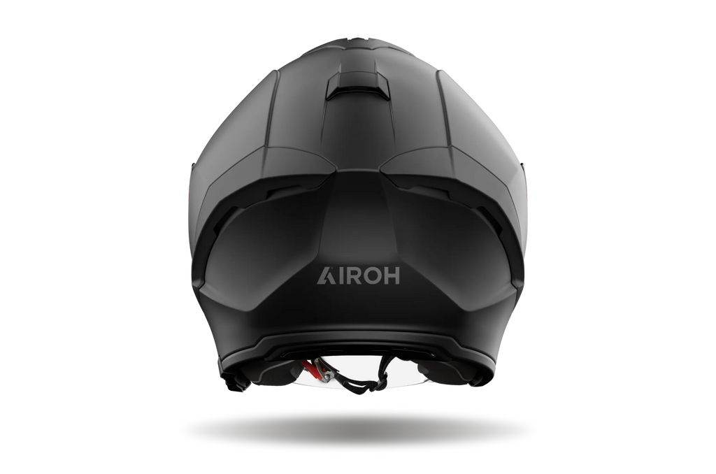 Airoh H 21 Color nero opaco visto da dietro, con logo Airoh sulla calotta