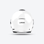 Retro del casco jet Airoh Helyos bianco lucido con logo Airoh scuro sulla calotta