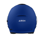 Retro del casco jet Airoh Helyos blu opaco con logo Airoh chiaro sulla calotta