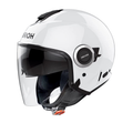 Airoh Helyos Color Bianco Lucido (HE614), casco jet con visiera lunga, vista di tre quarti anteriore
