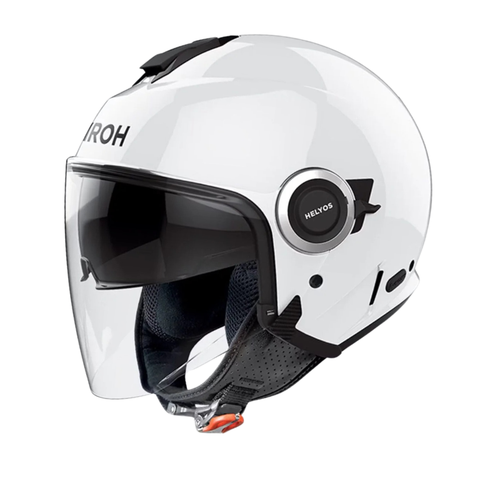 Airoh Helyos Color Bianco Lucido (HE614), casco jet con visiera lunga, vista di tre quarti anteriore