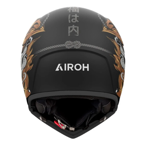 Retro del casco Airoh J110 ONI nero opaco con scritta Airoh chiara