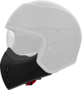 Mentoniera Nero Opaco originale Airoh J111M per casco J 110, mostrata su un casco in trasparenza, foto ufficiale del ricambio