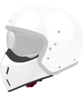 Mentoniera Bianco Lucido originale Airoh J114M per casco J 110, mostrata su un casco in trasparenza, foto ufficiale del ricambio