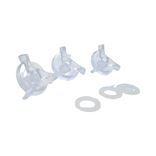 Kit viti frontino Airoh 6330 – tre viti in plastica trasparente con testa ad aletta e tre rondelle