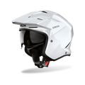 Airoh Kombakt bianco lucido, casco jet 2 in 1 con frontino e sun visor, vista laterale di tre quarti