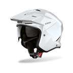 Airoh Kombakt bianco lucido, casco jet 2 in 1 con frontino e sun visor, vista laterale di tre quarti