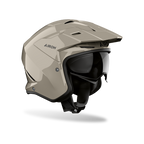 Airoh Kombakt cappuccino lucido, casco jet 2 in 1 con frontino e sun visor, vista laterale di tre quarti