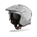 Airoh Kombakt grigio cemento lucido, casco jet 2 in 1 con frontino e sun visor, vista laterale di tre quarti