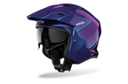 Casco jet Airoh Kombakt Shimmer blu viola, vista tre quarti anteriore sinistra
