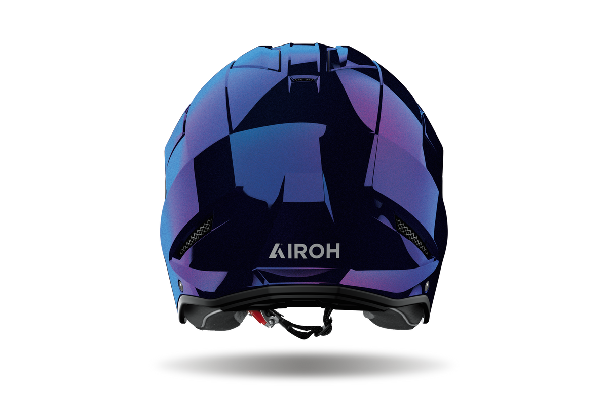 Kombakt Shimmer Airoh in blu viola, vista frontale con calotta HRT