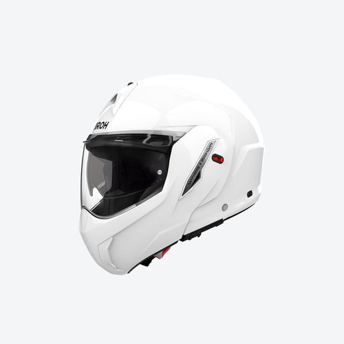 Casco modulare Airoh Mathisse II Color bianco lucido, vista tre quarti anteriore sinistra