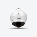 Retro del casco modulare Airoh Mathisse II bianco lucido con logo Airoh scuro